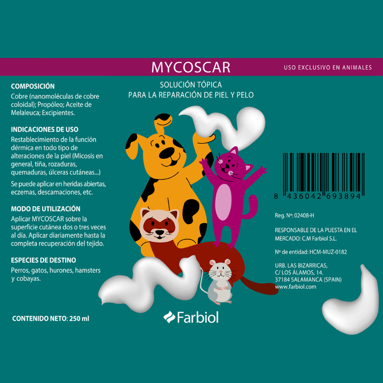 Farbiol Mycoscar Reparador dérmico micosis para perros, , large image number null